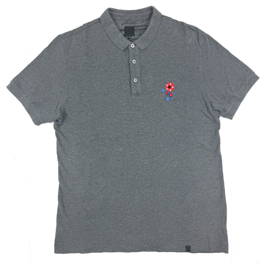 Pretty Green Mens Polo Shirt Sz Medium Embroidered Oasis Liam Gallagher Gray